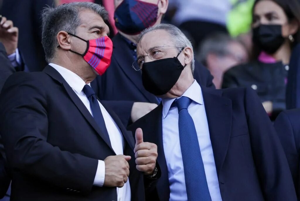 بيريز رئيس ريال مدريد وخوان لابورتا رئيس برشلونة (المصدر:Gettyimages)